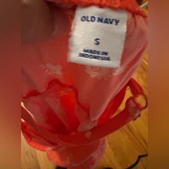 OLD NAVY Cute Flirty Casual Chic Tangerine Orange Boho Floral Summer Dress Sz S - Picture 6 of 7